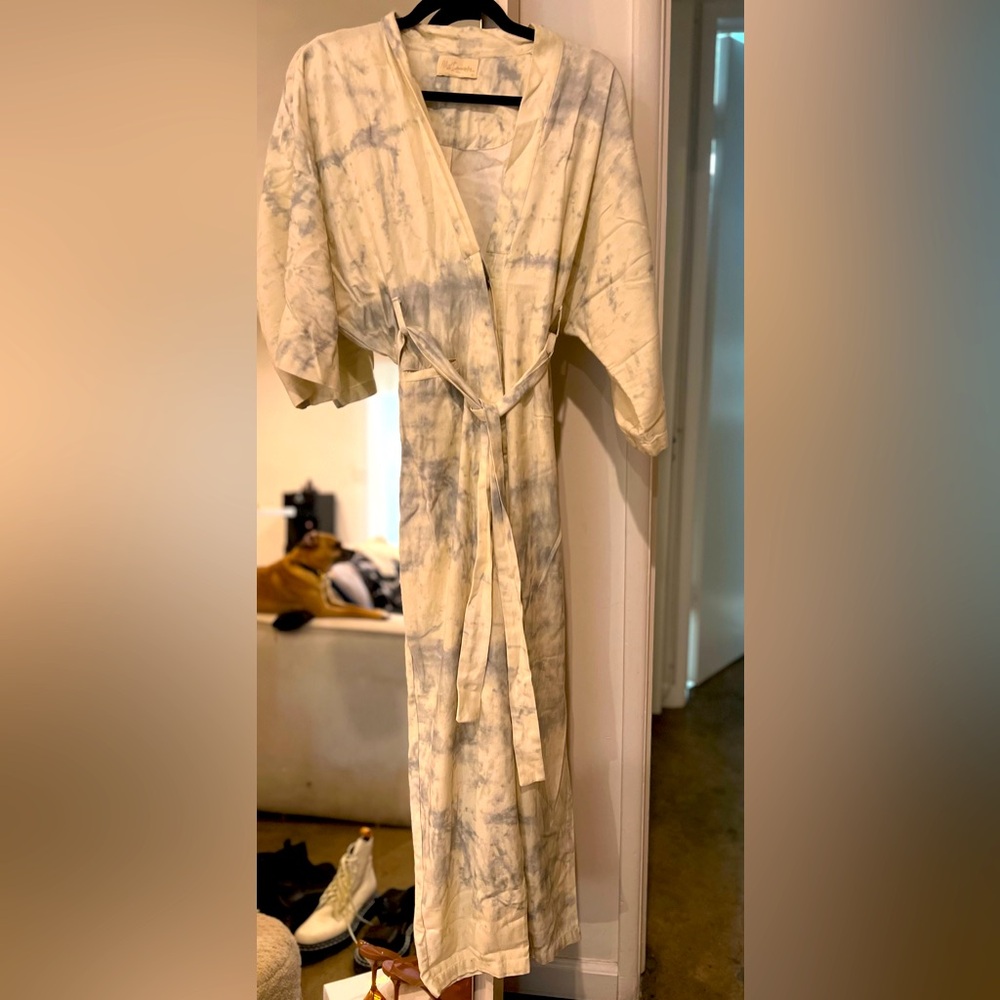 Tie dye low cut tie waist jumpsuit